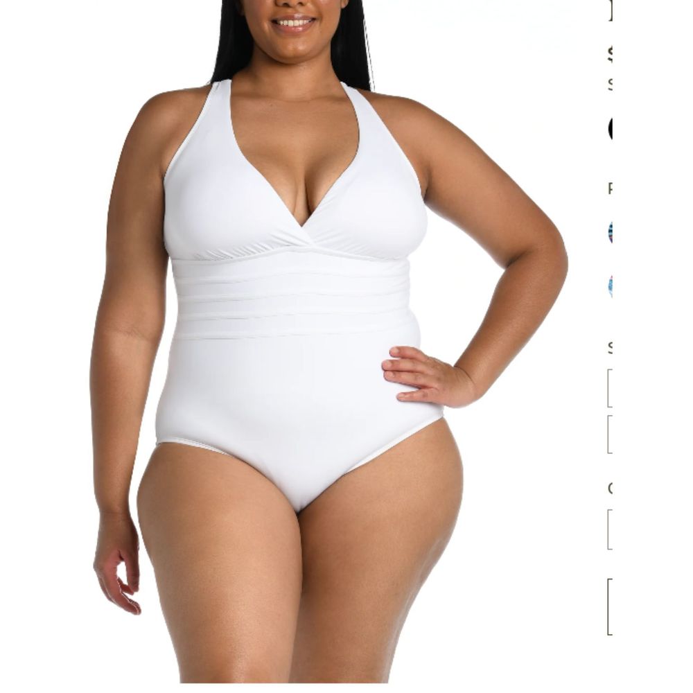NEW La Blanca White Island Goddess Multi Strap Cross Back One Piece Plus Size 16